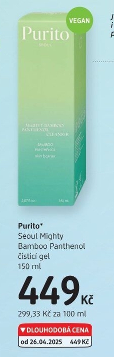 Pleťový gel čisticí Mighty Bamboo Panthenol Seoul Purito