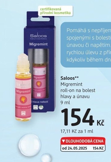 Roll-on na bolest hlavy a únavu Migremint Saloos