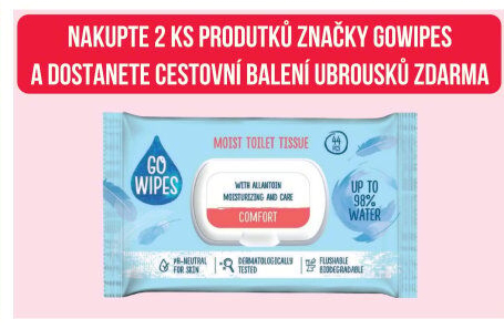 Gowipes - Nakupte 2 kusy produtků značky GoWipes a dostanete cestovní balení ubrousků zdarma