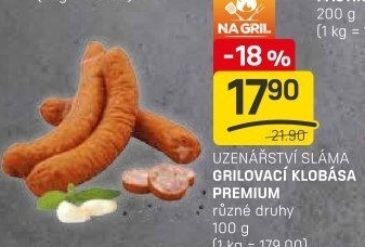 Klobása grilovací premium Sláma