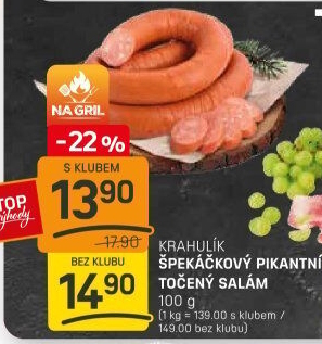 Salám špekáčkový pikantní točený Krahulík