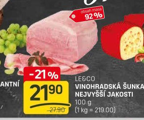 Šunka vinohradská nejvyšší jakosti LE&amp