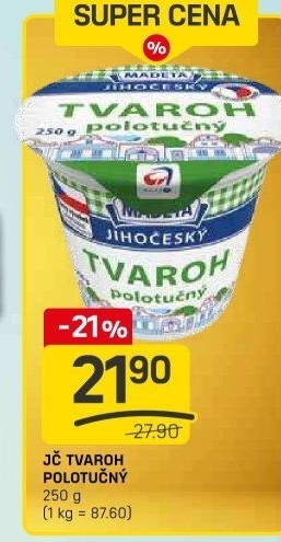 Tvaroh polotučný Jihočeský Madeta