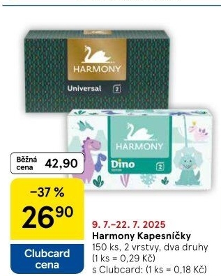 Kapesníčky papírové 2vrstvé Harmony - box