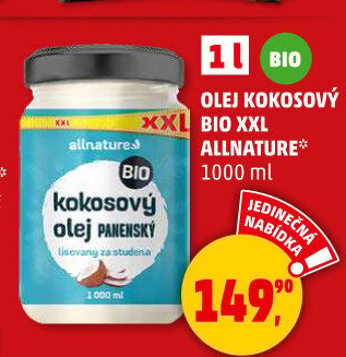 Kokosový olej bio Allnature