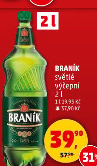 Pivo světlé výčepní 10° Braník