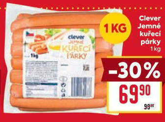 Párky kuřecí jemné Clever