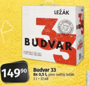 Pivo světlý ležák 33 Budweiser Budvar