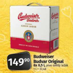 Pivo světlý ležák Original Budweiser Budvar