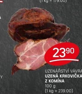 Uzená krkovička z komína Uzenářství Vávra