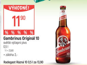 Pivo světlé výčepní Originál 10° Gambrinus