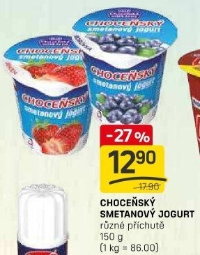 Jogurt smetanový ochucený Choceňský