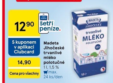 Mléko trvanlivé Jihočeské Madeta - 1,5% polotučné