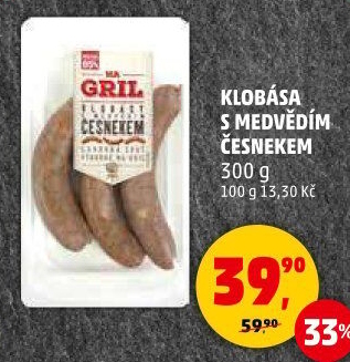Klobása s medvědím česnekem Na gril Penny