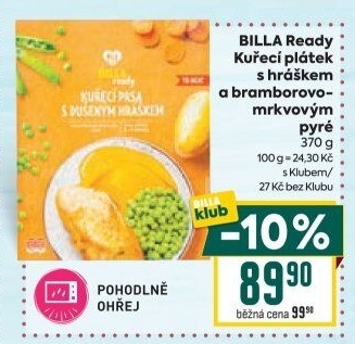 Kuřecí plátek s mrkvovým pyré Ready Billa