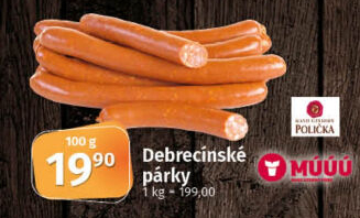 Párky debrecínské Maso uzeniny Polička