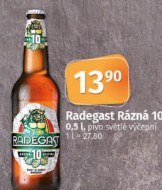 Pivo světlé výčepní Rázná 10° Radegast