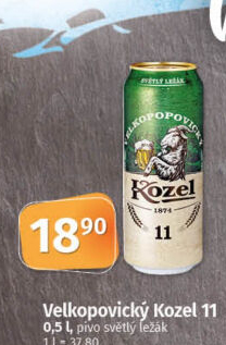 Pivo světlý ležák 11° Medium Velkopopovický Kozel