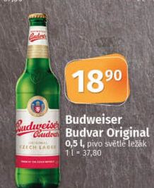 Pivo světlý ležák Original Budweiser Budvar