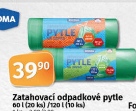 Zatahovací pytle na odpadky 60 l Doma