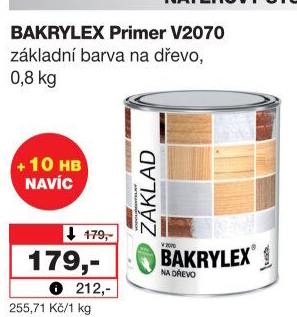 Barva na dřevo základní Primer Bakrylex Barvy a laky Hostivař