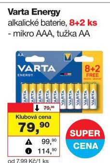 Baterie alkalické Energy Varta