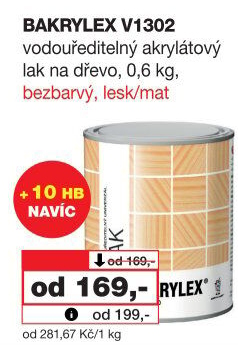 Lak univerzální na dřevo lesk Bakrylex Barvy a laky Hostivař