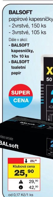 Papírové kapesníčky 2vrstvé BALsoft - box
