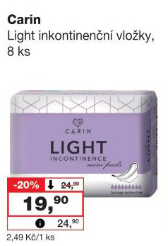 Vložky dámské inkontinenční Light Carin