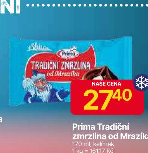 Tradiční zmrzlina kornout od Mrazíka Prima