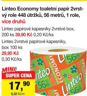 Toaletní papír 2vrstvý Economy Linteo