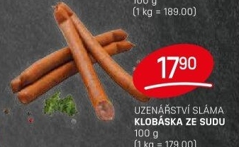 Klobása ze sudu Sláma