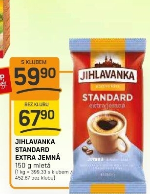 Mletá káva Standard extra jemná Jihlavanka