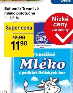 Mléko trvanlivé Bohemilk - 1,5% polotučné