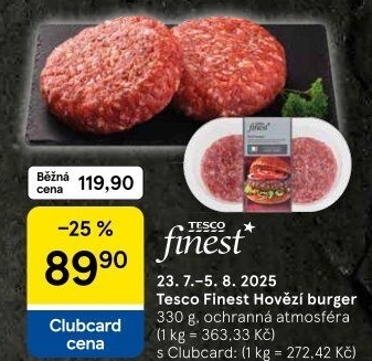 Hovězí hamburger Tesco Finest