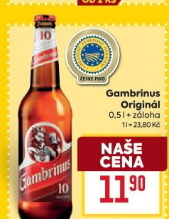 Pivo světlé výčepní Originál 10° Gambrinus