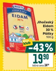 Sýr Eidam Jihočeský 30% Madeta