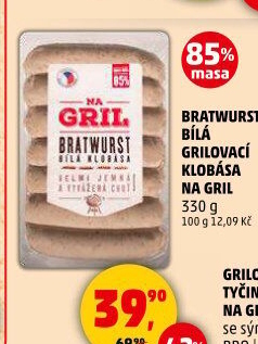 Klobása bílá grilovací bratwurst Na gril Penny