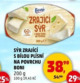 Sýr zrající s bílou plísní na povrchu Boni