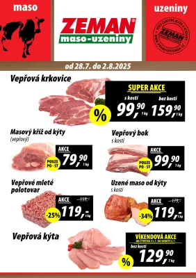 akční leták ZEMAN maso - uzeniny 28.7.2025-2.8.2025