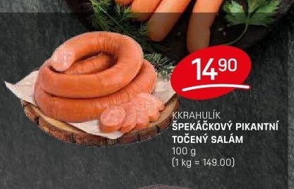 Salám špekáčkový pikantní točený Krahulík