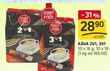 Instantní kávy porcované 2v1 Dobrý Výběr