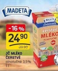 Mléko čerstvé lahodné Jihočeské Madeta - 3,5% plnotučné