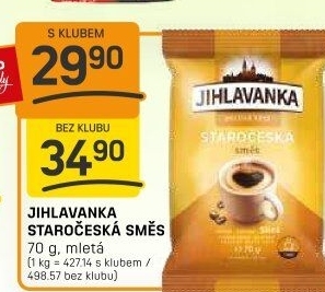 Mletá káva Staročeská směs Jihlavanka