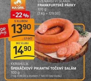 Salám špekáčkový pikantní točený Krahulík