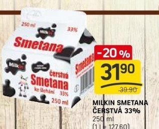 Smetana čerstvá Milkin 33%