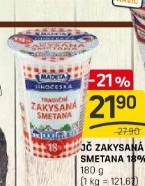Smetana zakysaná Jihočeská Madeta 18%