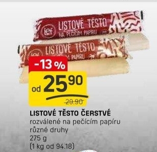 Těsto listové rozválené Lef