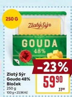 Sýr Gouda 48% Zlatý sýr Milkpol