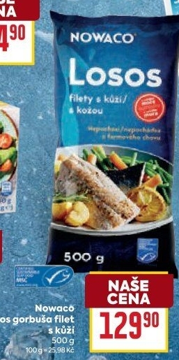 Losos Gorbuša filety mražený Nowaco